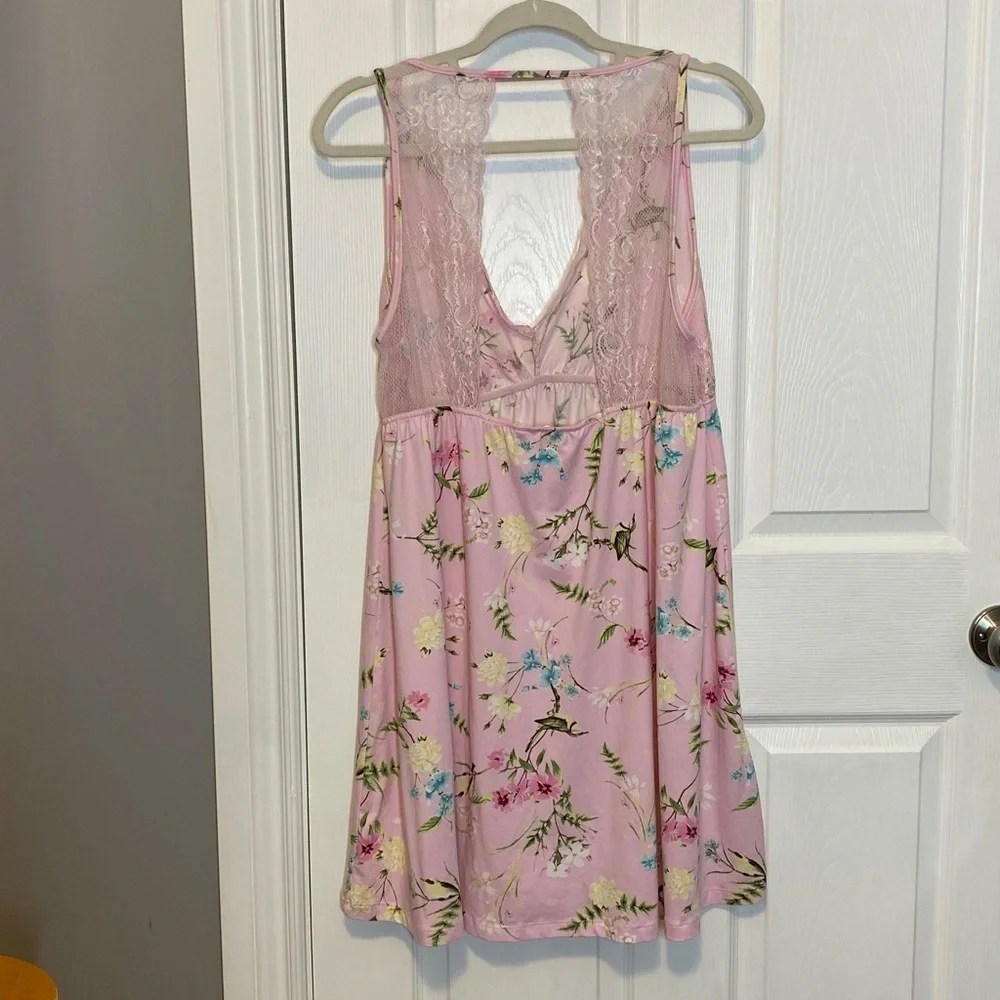 La Vie en Rose Pink Floral Lace Babydoll Chemise Sleep Dress XL - Picture 10 of 15